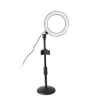 Mini Ring Light 8 pouces, anneau lumineux LED de table dimmable pour photographie et selfies, avec 3 supports pour smartphone et rotule