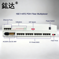 Convertidor de Fibra Óptica 16E1 4FE a E1 + FE PDH Multiplexor, Transmite 16E1+4FE