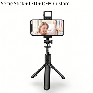 <span class=keywords><strong>Trépied</strong></span> perche à selfie portable et pliable S03 amélioré avec lumière d'appoint/télécommande sans fil pour iPhone/Samsung/Android, logo personnalisé OEM - Product Image 1
