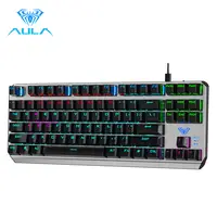 AULA F3087 لوحة مفاتيح الألعاب الميكانيكية 87 مفاتيح مكافحة الظلال الخلفية لوحة المفاتيح الأزرق الأسود التبديل مع نوع C كابل للقرص مكتب