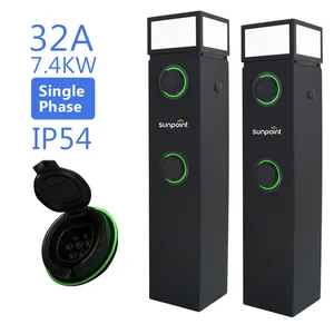 2*7.4KW EV Charger Electric Car Charging Type 2 to Type 2 Dual Socket Double Pillar EV CHARGER