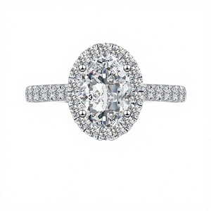 Anillo de Compromiso y Boda de Oro Blanco de 14K con Diamante Cultivado en Laboratorio, Corte Ovalado, Claridad VVS2 Certificada, para Mujer, con 4 Garras - Product Image 2
