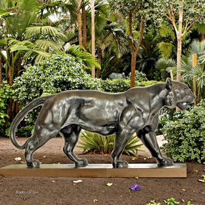 Arte moderna in metallo astratto <span class=keywords><strong>animale</strong></span> geometrico sdraiato <span class=keywords><strong>pantera</strong></span> scultura a grandezza naturale giardino bronzo leopardo statua per la vendita - Product Image 1