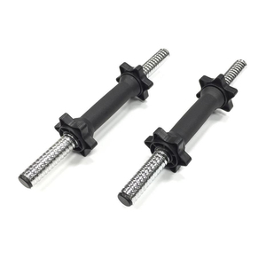 Barra Corta de Acero Yx con Bloqueo de 2 Estrellas, Agarre Moleteado, Recubrimiento de Goma Antideslizante, Discos de Pesas para Levantamiento de Pesas - Negro Plateado - Product Image 1