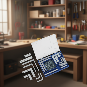 Surtido de soportes planos y angulares Fervi con tornillos para reparación de muebles y estanterías - Product Image 3