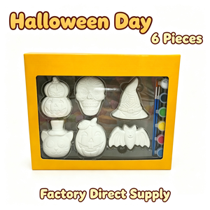 Kit de peinture sur plâtre Halloween OEM, 6 formes, statues en gypse blanc vierges, artisanat de <span class=keywords><strong>dessin</strong></span> DIY pour enfants, cadeaux de fête - Product Image 5