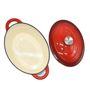 Casseroles de cuisine en <span class=keywords><strong>fonte</strong></span> émail, accessoire de rôtissoire à forme ovale et rouge, avec couvercle, nouveaux modèles de 4,5qt - Product Image 3