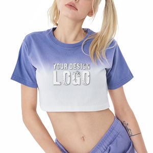 Camiseta Corta Sexy con Logotipo Personalizado y Color Degradado, Estilo Spice Girl, Informal, para Yoga, Deporte, Holgada, Transpirable, para Mujer - Product Image 2