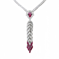 MUSHAN Collier de luxe à haute teneur en carbone avec pendentif en pierre de rubis en argent sterling 925 pour femmes, fiançailles, fête de mariage