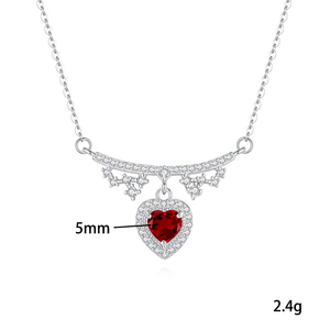 Colliers pendentifs en cristal de pierre précieuse naturelle taille cœur 5 mm, 9 pierres fines, en argent sterling 925, cadeau de vacances pour femme - Product Image 6
