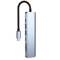 Base de Conexión para Hardware y Software de Computadora, Hub 7 en 1 Tipo C a 4K HDMI, USB 3.0, USB 2.0, TF, SD, PD, Adaptador Hub USB C