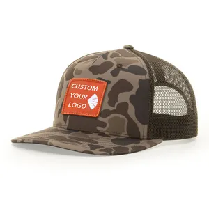 Vor gebogener Twill/Polyester Mesh 5-Panel Camouflage Prints Blank Benutzer definierte echte Baum Richard son 112 Camo Trucker Hüte