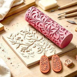 Rullo per Texture in Argilla Polimerica Senza BPA, Rullo 3D per Goffratura a Foglia e Ramo, per Fai da Te, Pasticceria, Artigianato, Sicuro per Alimenti - Product Image 5