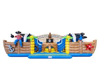 Ciudad de Diversión Inflable Comercial con Temática Pirata, Castillo Inflable Grande de PVC, Parque Infantil Inflable para Alquiler en Eventos