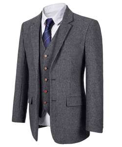 Ensemble 3 pièces en <span class=keywords><strong>tweed</strong></span> à chevrons pour <span class=keywords><strong>homme</strong></span> - Product Image 4