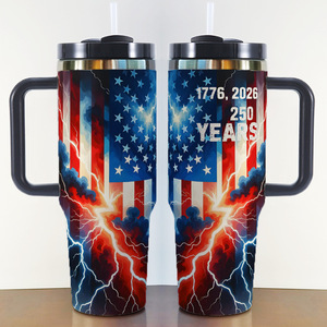 American Flag 1776 Independence 40oz Stainless Steel Vacuum Insulated Travel Tumbler with Handle <b>Large</b> Capacity Portable - Product Image 4