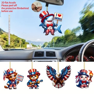 Ensemble de 5 pendentifs artisanaux écologiques à thème de la fête de l'Indépendance américaine, best-seller, avec des animaux de dessin animé en <span class=keywords><strong>2D</strong></span> - Product Image 3