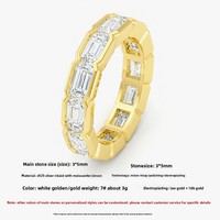 Bague de fiançailles en moissanite couleur D VVS1 pour femme, certifiée GRA, coupe émeraude, bague en moissanite en rangée, bijoux en argent sterling S925