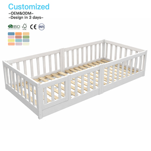 EDULAND OEM ODM CPC CE Lettino Montessori da pavimento resistente e confortevole per bambini con sponde di sicurezza per camera da letto, in legno, per il gioco dei bambini - Product Image 1