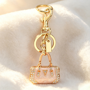 Llavero de lujo con forma de mini bolso de mano con diamantes de imitación, cierre de langosta dorado, dije esmaltado para bolso, accesorios de moda para bolso, regalo para mujer - Product Image 4