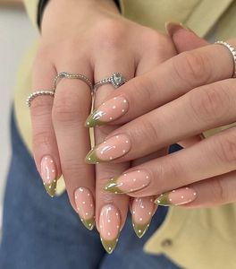 Uñas Postizas con Diseño Francés <span class=keywords><strong>de</strong></span> Puntos, Micro Puntos en la Línea Clásica Blanca <span class=keywords><strong>de</strong></span> la Sonrisa, Toque Moderno en una <span class=keywords><strong>Manicura</strong></span> Francesa Atemporal - Product Image 1