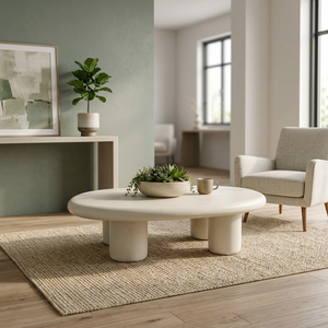 Table basse ronde en fibre de béton légère pour l'extérieur, mobilier de jardin pour hôtels, villas et complexes hôteliers – Vente en gros - Product Image 5