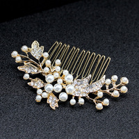 Peigne à cheveux de mariée élégant fait main, nouveau design, avec fleurs, cristaux et perles, pour mariage, vente en gros