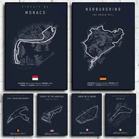 Tableau sur toile Circuit de Formule 1 Imola Monaco, Art mural F1, Affiche nordique, Nature morte abstraite, Esthétique, Écologique, Haute qualité