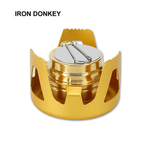 IRONDONKEY Estufa plegable para acampar A prueba de viento Mini estufa de alcohol Quemador Estufa de gas para cocinar al aire libre de latón - Product Image 6