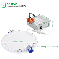 Éclairage encastré LED ultra-mince de 6 pouces avec J-Box 12W Dimmable Downlight 3CCT ETL & Energy Star Listed pour les garages et les cuisines