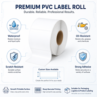 Étiquettes autocollantes personnalisées en PVC, résistantes à l'eau et à l'huile, en rouleau synthétique pour l'expédition, l'emballage, les codes-barres et l'entrepôt, avec adhésif puissant