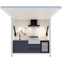 Cuisine extérieure électrique avec barbecue à gaz intégré, évier en acier inoxydable, réfrigérateur, îlot BBQ, ensemble modulaire complet pour jardin