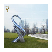 Sculpture cubique abstraite moderne en acier inoxydable avec miroir d'art en métal pour décor de parc de jardin