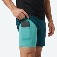 Shorts de sport OEM ODM pour femmes, entraînement, exercice, short de course 2-en-1 avec doublure et poche, 7 pouces, taille haute, pour hommes, course à pied, marathon