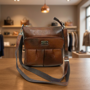 Sac à bandoulière décontracté pour femme en cuir véritable fait main, grande capacité, léger et réglable, modèle OEM BS INTERNATIONAL NA296 - Product Image 4