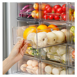 Wholesale Refrigerator Stackable Bins Save Space Kitchen storage Plastic Fridge Organizers