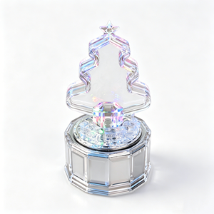 Caja Musical de Acrílico Transparente con Forma de Árbol de Navidad, con Luces de Colores, Regalo de Navidad y Año Nuevo, Decoraciones - Product Image 1