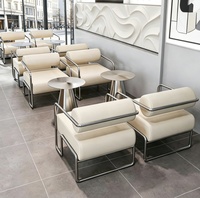 Ensemble de sièges et table de style industriel nordique Yeehon, base en acier inoxydable, chaise et table de café avec coussin