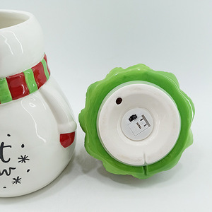 Christmas Snowman <b>Cookie</b> <b>Jar</b> With Led Tree Lid Resin Airtight Kitchen Storage Container Holiday Decor - Product Image 4