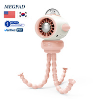 Ventilateur de poussette rechargeable 3600 mAh, ventilateur de refroidissement portable oscillant pour bébé, design avion, trépied flexible pour les voyages en extérieur