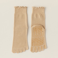 Chaussettes de yoga à cinq doigts Bioserica Era, chaussettes de fitness mi-mollet pour Pilates, chaussettes d'entraînement professionnelles antidérapantes