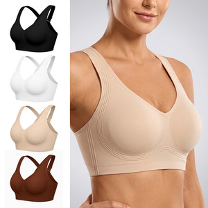 Soutien-gorge de sport sans armatures pour femme, dos nageur, bonnet complet, sans couture, respirant, en tricot de Spandex et Nylon, couleur unie, taille unique - Product Image 5