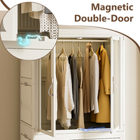 DAYOOH Armoire de Rangement Multi-Fonctionnelle Pliable et Mobile en Plastique pour Vêtements, avec Étagères et Portes, pour Chambre à Coucher et Maison