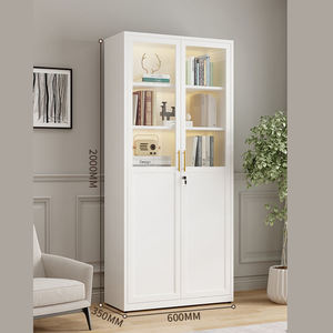 Moderno Archivador de Acero Blanco para Sala de Estar con Puertas de Vidrio, Alta Capacidad, 2 Puertas, Estantería, para Escuela y Hogar - Product Image 2