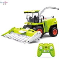 Tractor cosechador de maíz RC a escala 1:24, 2.4G, 6 canales, con luces y sonidos funcionales, juguete de equipo agrícola para niños