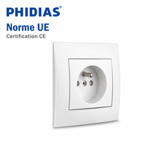 Prise murale moderne Phidias U3 UE 16A, interrupteur mural unipolaire 86x86mm, panneau en laiton PC, garantie 2 ans pour projets électriques domestiques