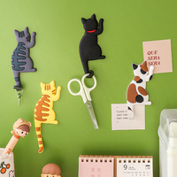 Aimant de réfrigérateur en PVC souple avec crochet, motif chat mignon multicolore, pour décoration domestique, support pour photos, mémos, papiers et ustensiles de cuisine