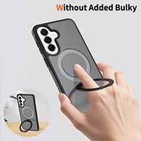 Étui de luxe magnétique pour téléphone portable avec support anneau et coque arrière douce au toucher effet peau pour Samsung A57 avec coussin d'air intégré