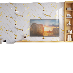 Pegatinas Autoadhesivas Modernas con Diseño Geométrico y Estampado en Dorado para Azulejos, Papel Tapiz Impermeable y Resistente al Fuego para Baño y Sala de Estar - Product Image 1