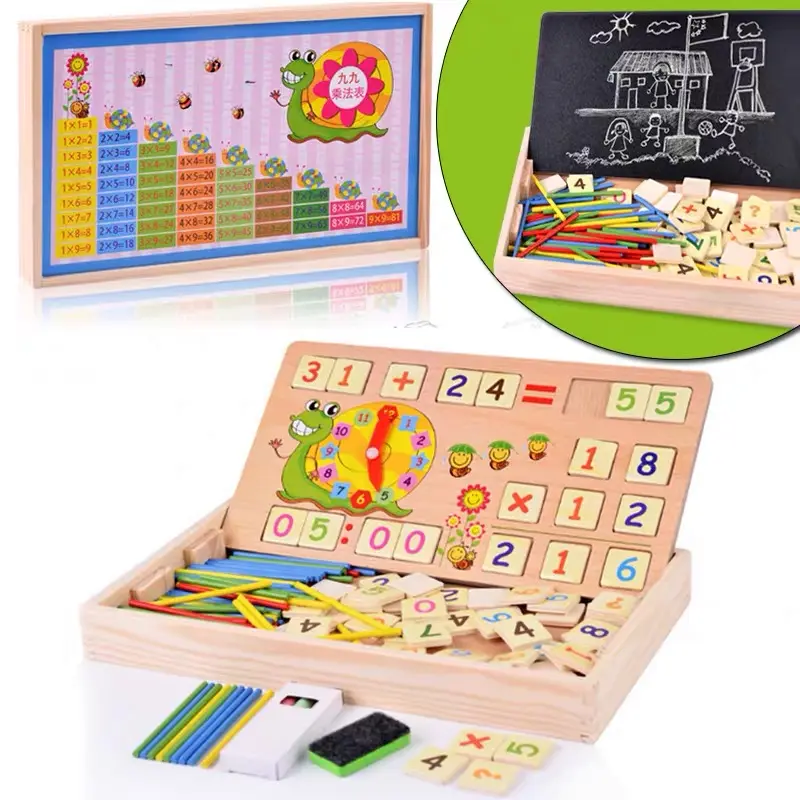 New Design Colorful Educational Number Shape Sorter Children Wooden Learning Montessori Clock Toys For Preschool Kids